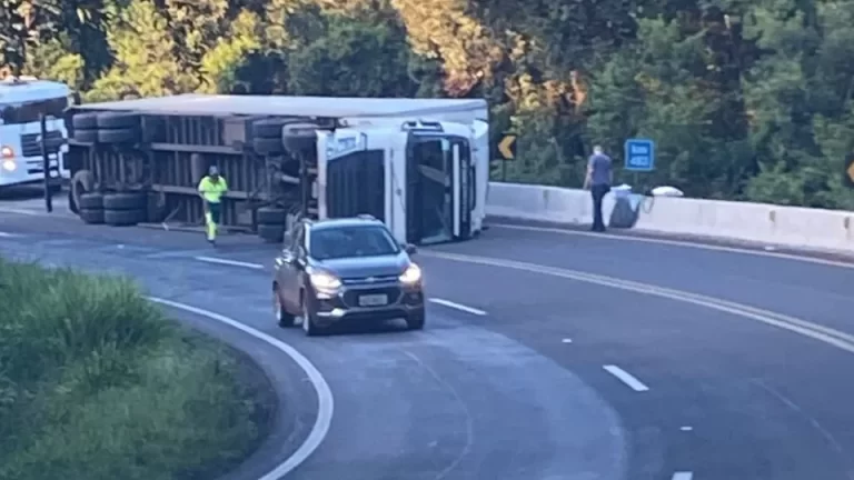 Container de produtos farmacêuticos tomba na BR-277 e é saqueado