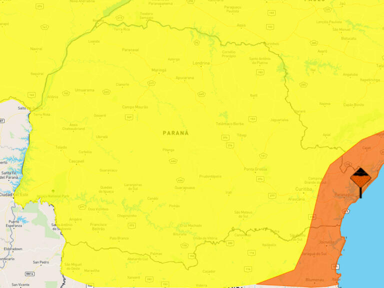 Paraná está em alerta para chuvas intensas; em Marechal Rondon são esperados 15mm