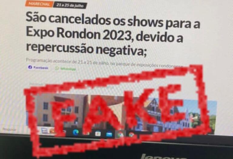 É #FAKE que os shows da Expo Rondon 2023 foram cancelados