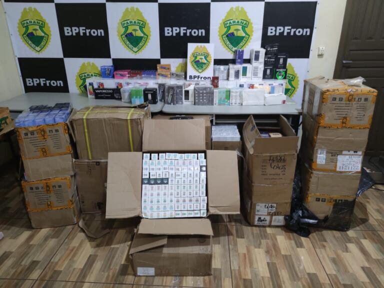 BPFron apreende carga milionária de celulares e eletrônicos em Guaíra