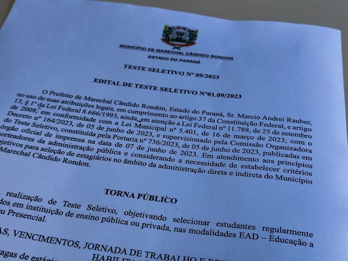 Prefeitura rondonense promove teste seletivo para estagiários de Direito