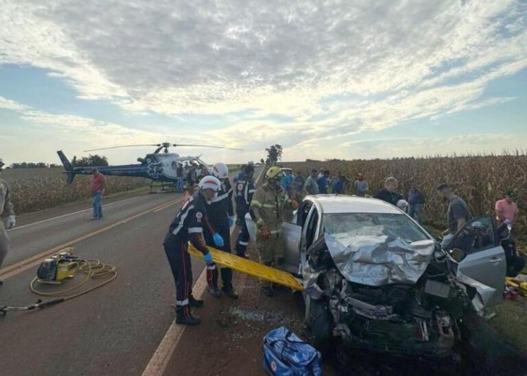 Grave acidente mobiliza helicóptero e deixa quatro feridos entre Toledo e Maripá