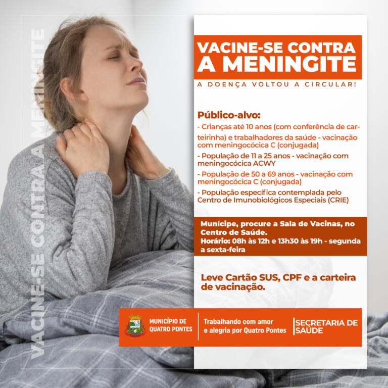 851 pessoas já foram vacinadas contra meningite em Quatro Pontes; há quatro casos confirmados