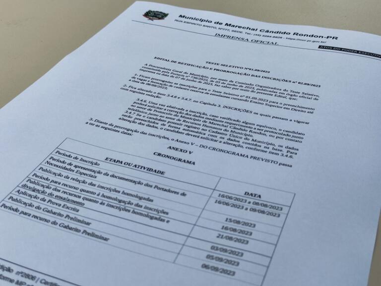 Prorrogadas inscrições ao teste seletivo para estagiários de Direito na prefeitura rondonense
