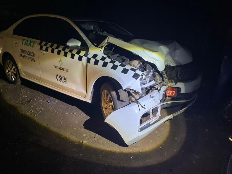 Jovem fica ferido em acidente em Maripá envolvendo táxi de Cascavel