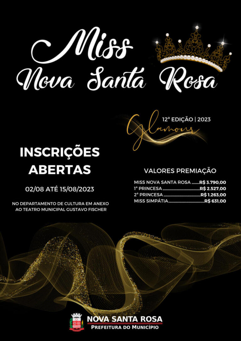 Prefeitura abre inscrições ao Concurso Miss Nova Santa Rosa