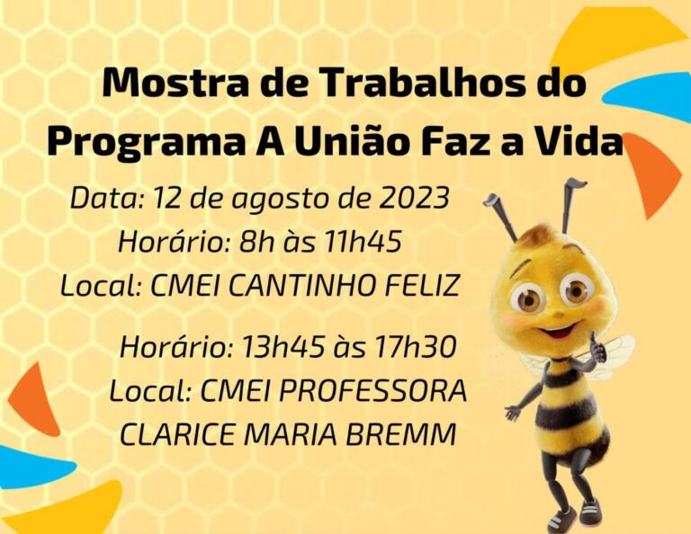 Cmeis realizam Mostra de Trabalhos do Programa A União Faz a Vida neste sábado
