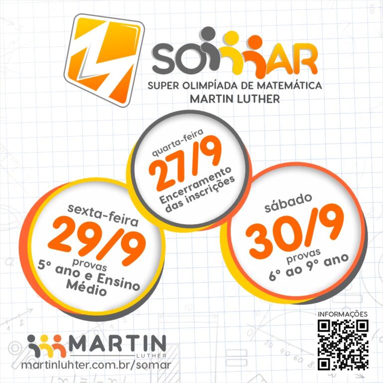 Olimpíada de Matemática Martin Luther acontece neste fim de semana