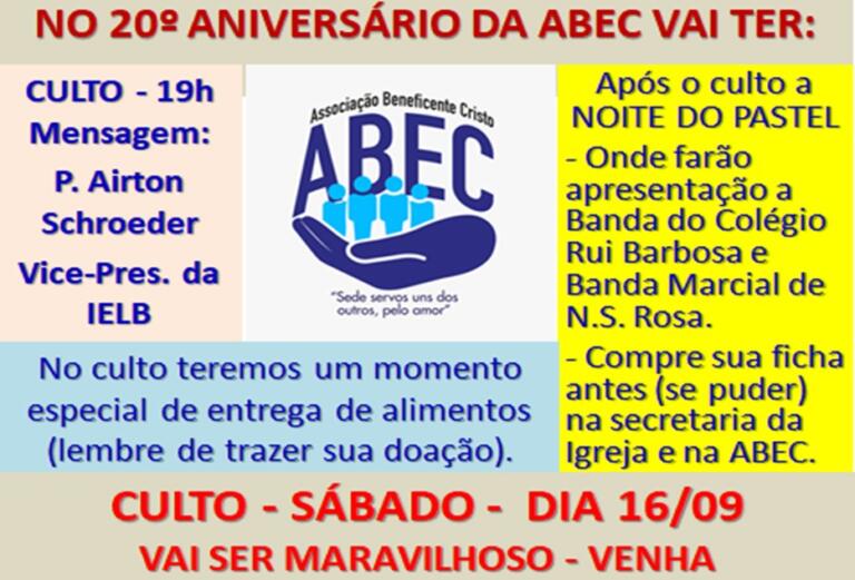 ABEC Marechal realiza programação neste sábado para comemorar 20 anos de atividades