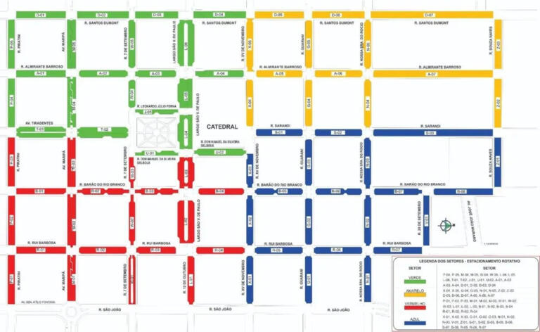 Começa EstaR gratuito para vagas em Toledo; confira mapa dos setores de estacionamento