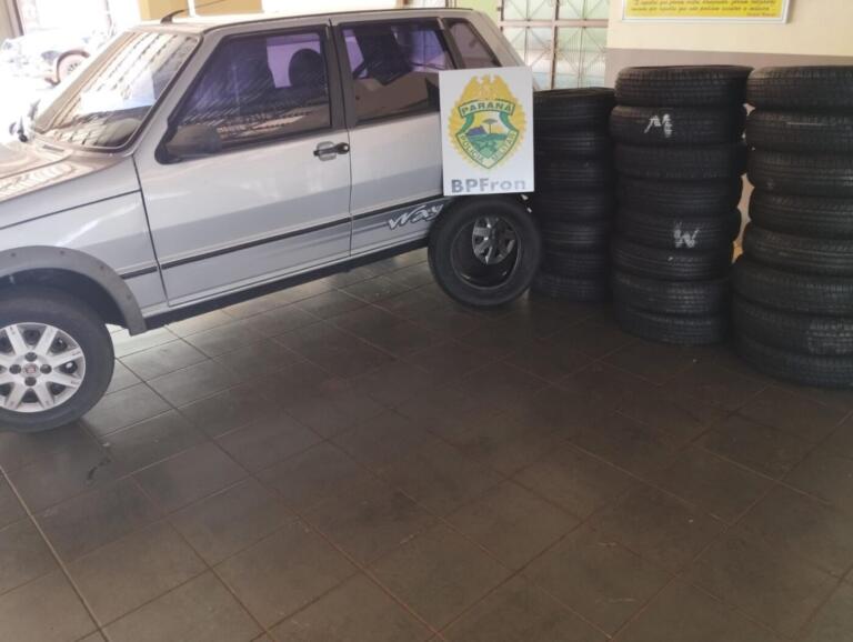 BPFron apreende veículo carregado com pneus contrabandeados em Guaíra