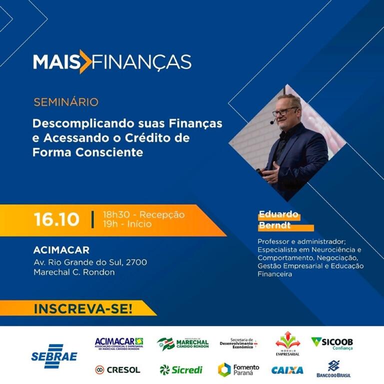 Seminário sobre tomada de crédito será realizado nesta segunda-feira na Acimacar