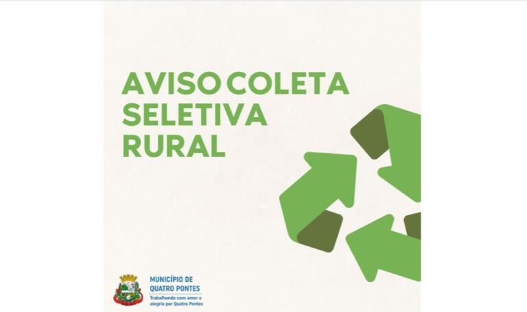Coleta seletiva de novembro na área rural iniciará no dia 9 devido ao feriado de Finados
