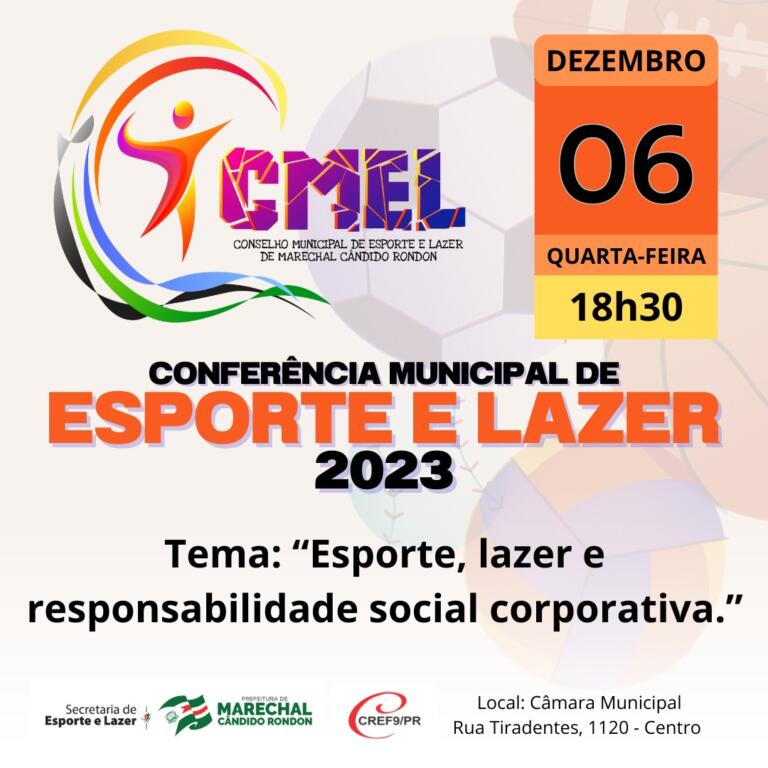 Conferência de Esporte e Lazer acontecerá dia 6 de dezembro em Marechal Rondon