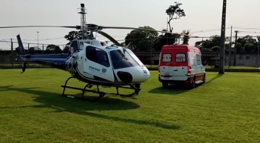 Vítima de agressão é transferida de helicóptero de Marechal Rondon a Toledo