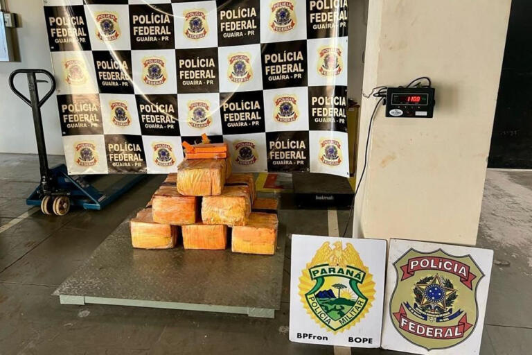 Policiais militares do Batalhão de Fronteira apreendem 110 quilos de maconha em Guaíra