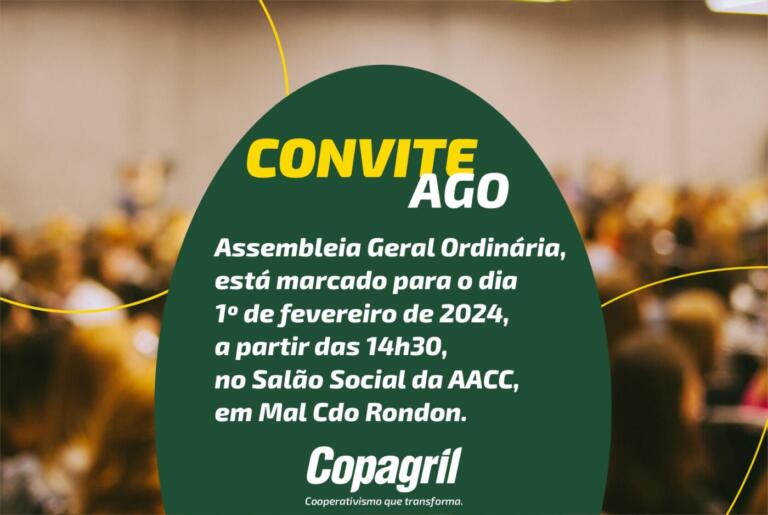 Copagril realizará pré-assembleias em janeiro e AGO em fevereiro; veja a agenda