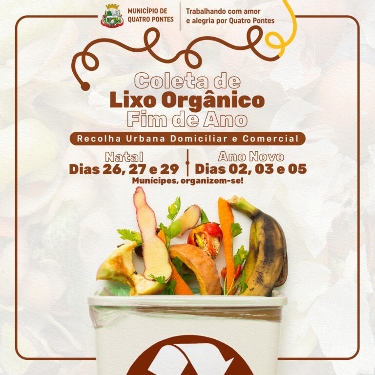 Segunda-feira não terá coleta de lixo orgânico urbano domiciliar e comercial