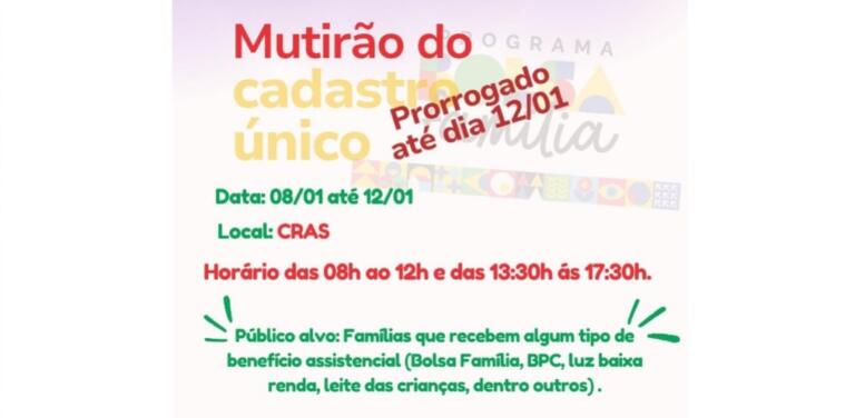 Mutirão do Cadastro Único é prorrogado até sexta-feira em Quatro Pontes