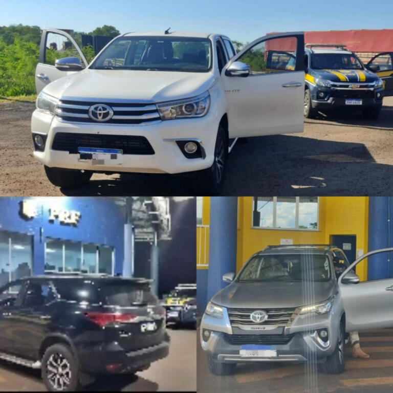 Três Hilux são recuperadas pela Polícia Rodoviária Federal em Guaíra
