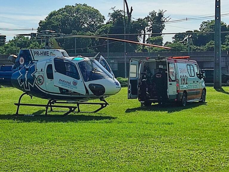 Paciente da UPA de Marechal Rondon é transferida de helicóptero para Arapongas