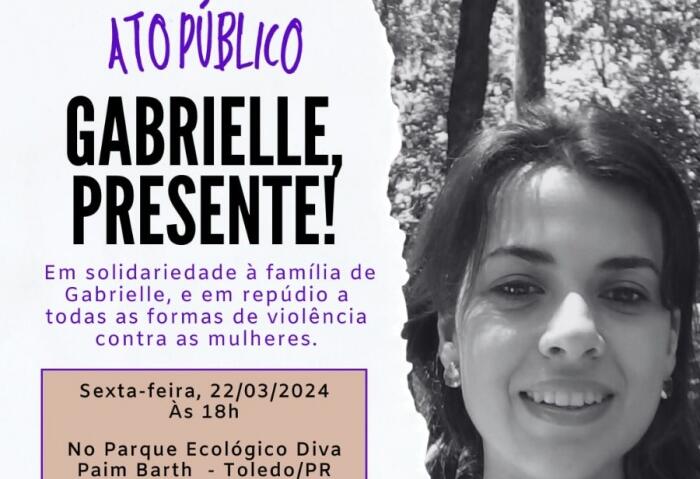 Ato público em solidariedade à família de Gabrielle de Lima Rodrigues será realizado na sexta-feira