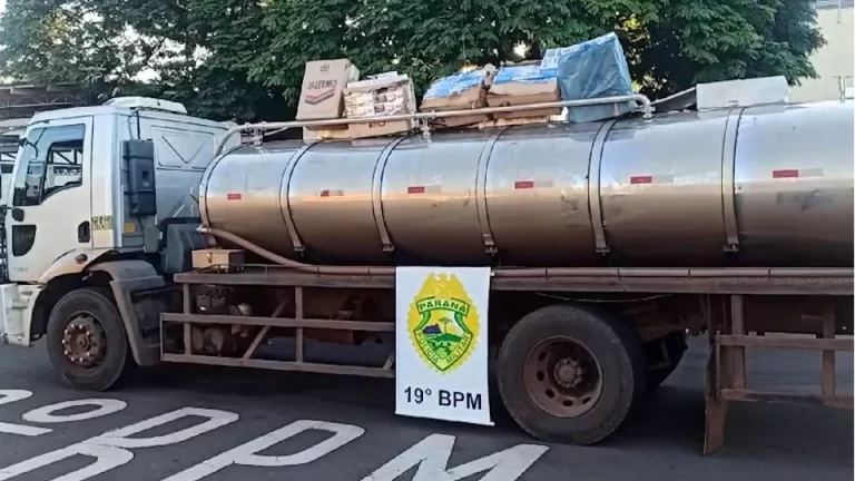 Caminhoneiro é preso ao levar cigarros em caminhão de transporte de leite