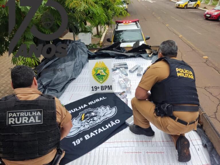 Patrulha Rural e PM apreendem caminhão com cigarros na BR-163 em Quatro Pontes
