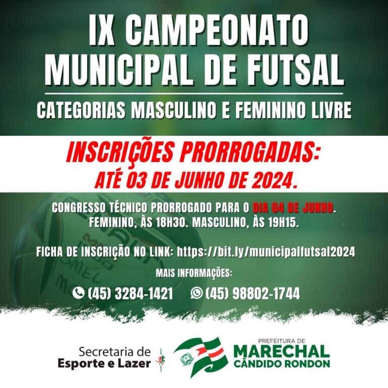 Inscrições ao Municipal de Futsal seguem abertas até 3 de junho