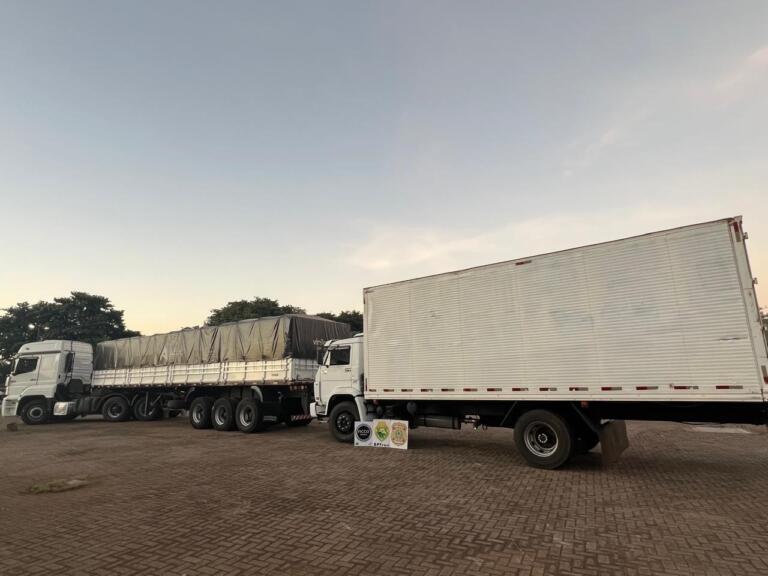 Caminhões carregados com cigarros e pneus de origem estrangeira são apreendidos em Marechal Rondon