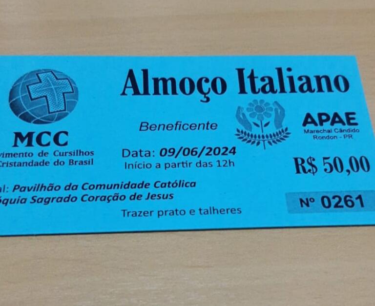 Almoço italiano beneficente em prol da Apae acontece neste domingo em Marechal Rondon