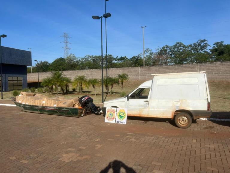 Veículo e embarcação carregada com cigarros contrabandeados são apreendidos em Mercedes