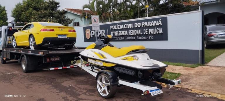 Polícia Civil apreende Camaro e jetski em operação contra lavagem de dinheiro e organização criminosa