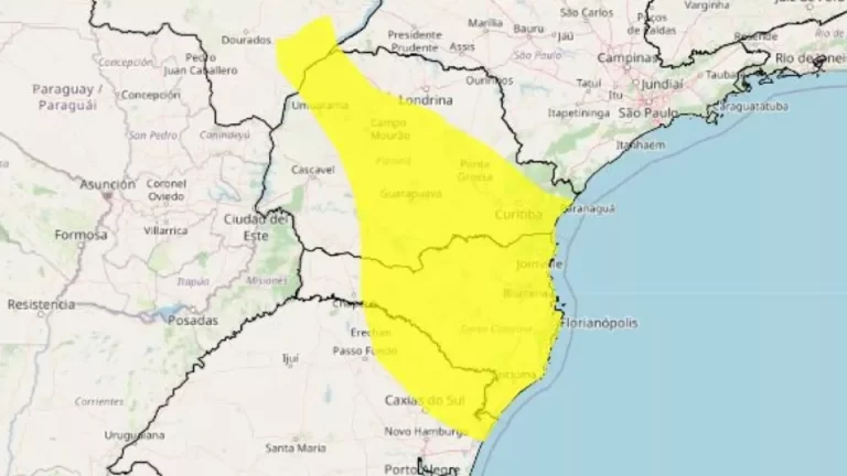 Paraná, Santa Catarina e Rio Grande do Sul estão sob risco de chuvas intensas