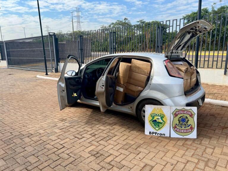 BPFron e Nepom/PF apreendem veículo com 1,25 mil pacotes de cigarros em Mercedes