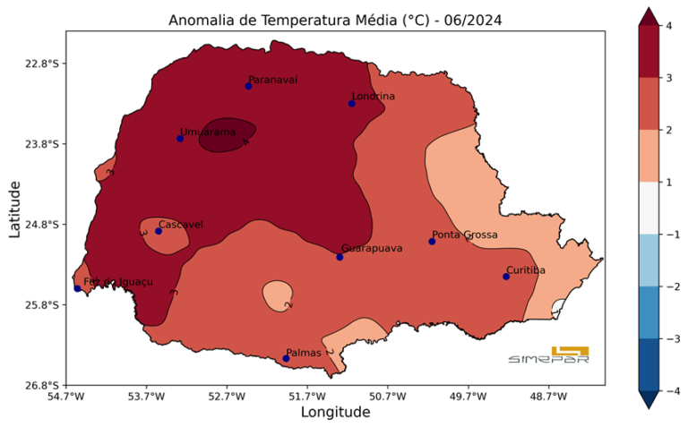 Chuvas abaixo e temperaturas acima da média: confira análise climática de junho no Paraná