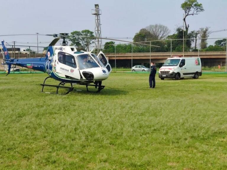 Bebê de três meses é transferido de helicóptero de Marechal Rondon para Cascavel