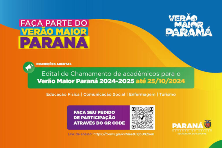 Estado seleciona acadêmicos para participar do Verão Maior Paraná 2024/2025