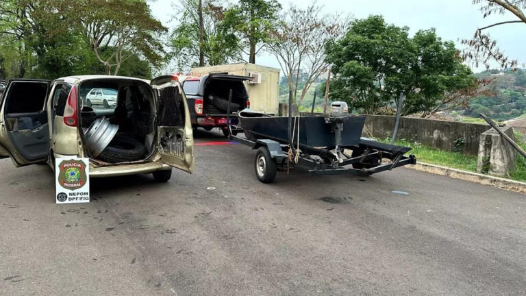 Carro e embarcação usados no contrabando são apreendidos na fronteira