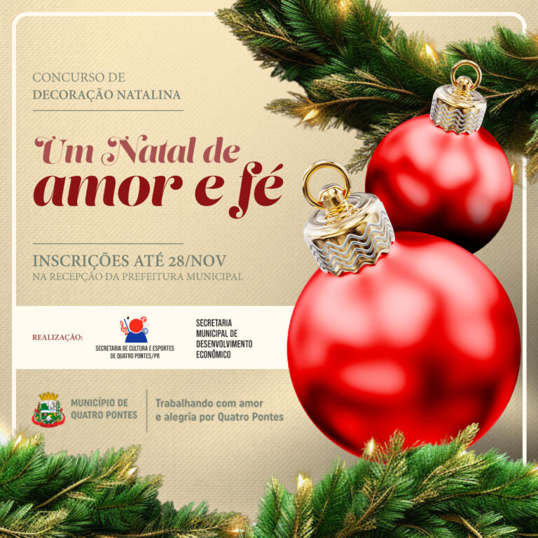 Quatro Pontes lança Concurso de Decoração Natalina ‘Um Natal de amor e fé’