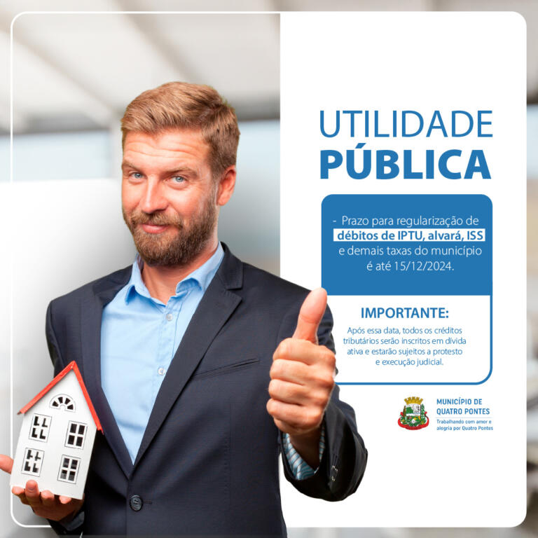 Quatro-pontenses têm até 15 de dezembro para regularizar débitos no Setor de Tributação
