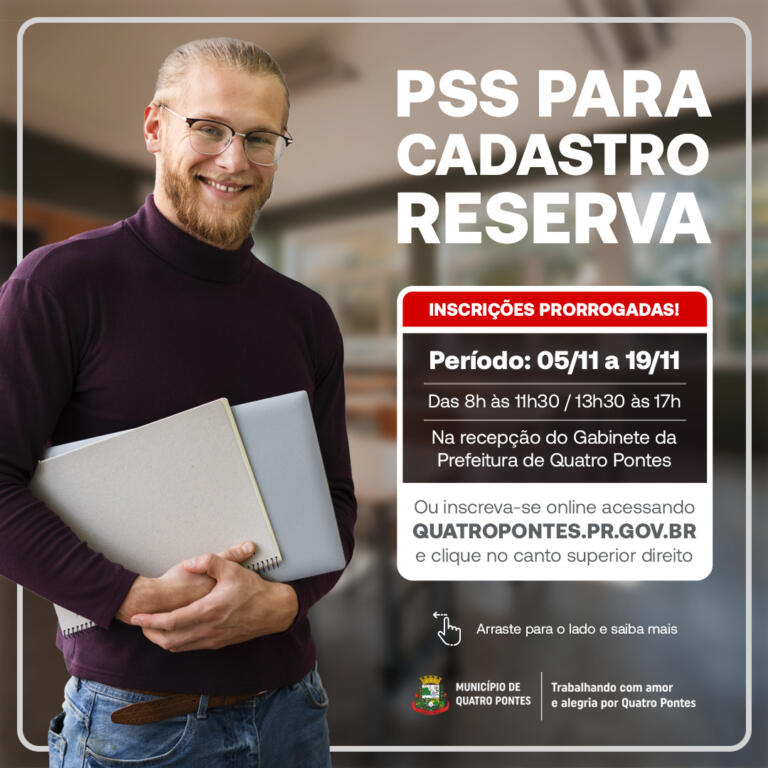 Inscrições ao PSS para cadastro reserva são prorrogadas até dia 19 deste mês