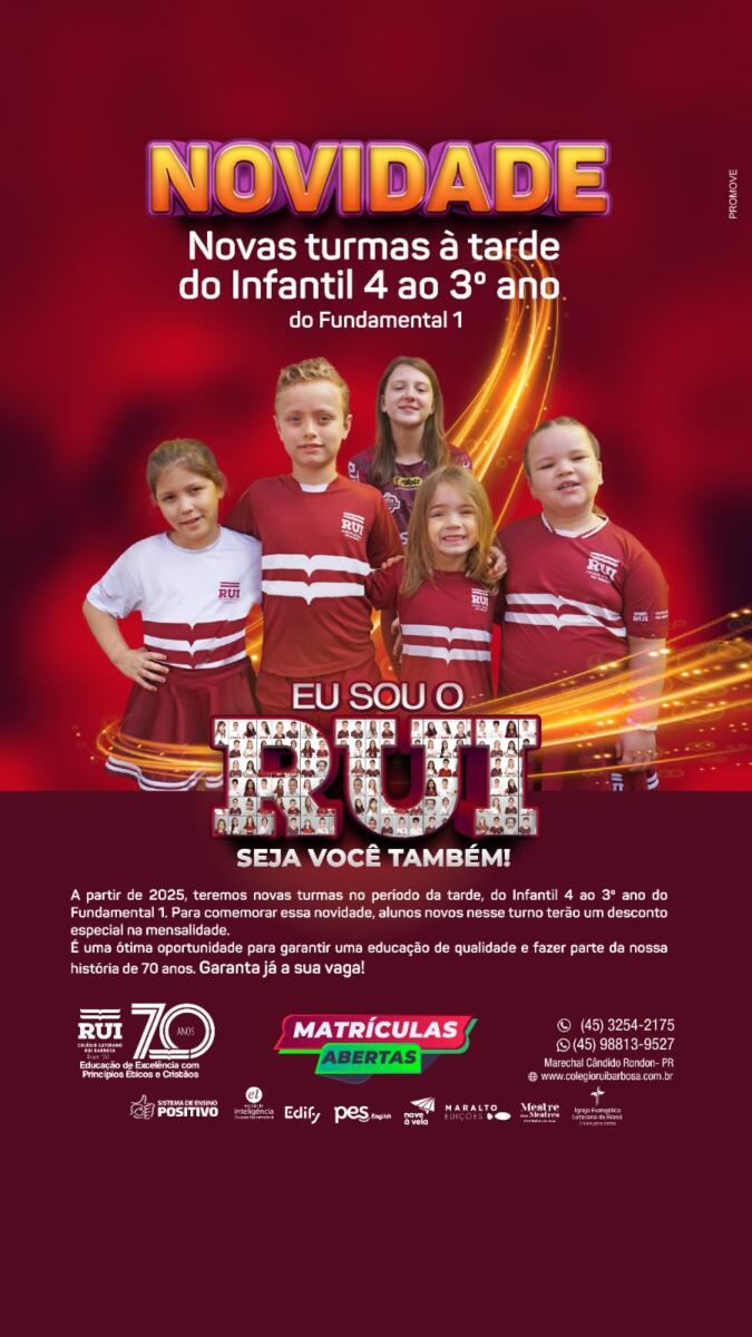 Colégio Luterano Rui Barbosa está com as matrículas abertas para 2025
