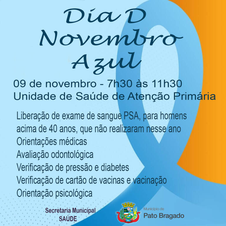 Manhã de sábado será de cuidados específicos à saúde do homem em Pato Bragado