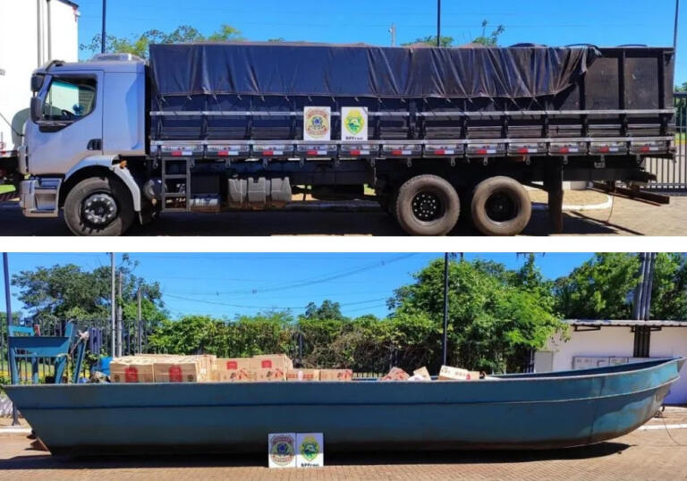 Caminhão, embarcação e cigarros são apreendidos no interior de Mercedes