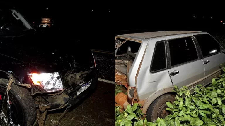 Uno e Pajero se envolvem em acidente entre Nova Santa Rosa e Novo Sarandi