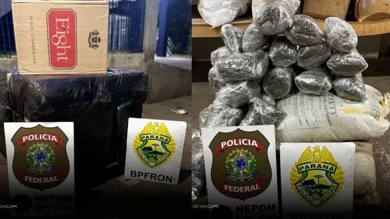 Quase 100 quilos de maconha e cigarros contrabandeados são apreendidos em Foz do Iguaçu