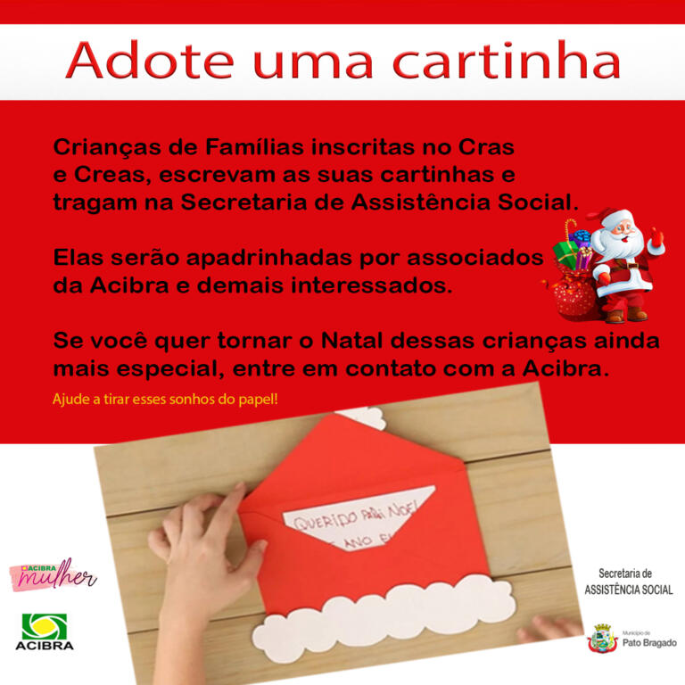 Assistência Social e Acibra Mulher criam campanha de Natal para crianças do Cras e Creas em Pato Bragado