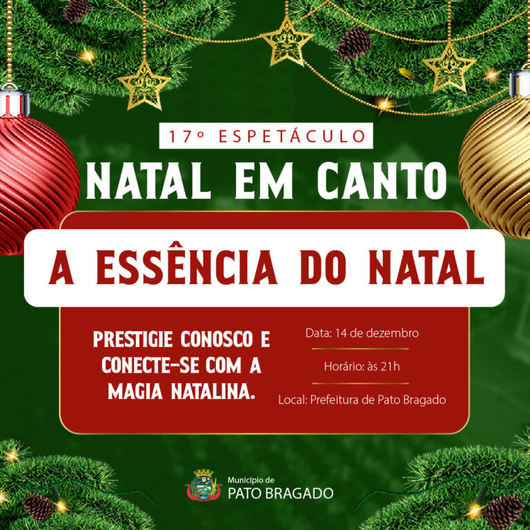 Espetáculo “A essência do Natal” será realizado na Prefeitura de Pato Bragado