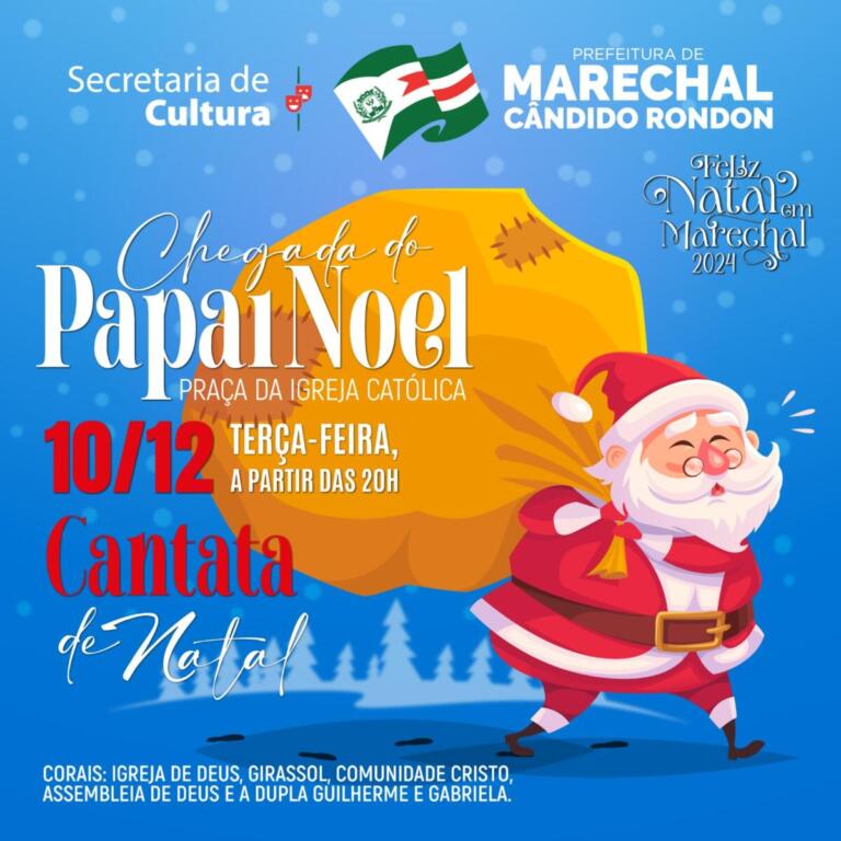 Papai Noel chega nesta terça-feira na Praça do Natal em Marechal Rondon